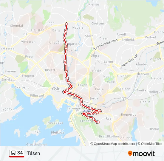 34 Bus Line Map