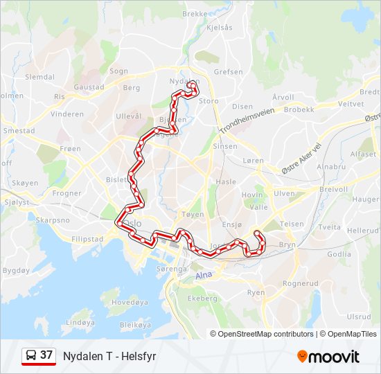 37 bus Line Map