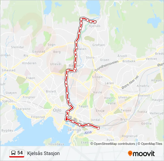 54 Bus Line Map