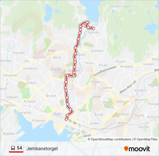 54 Bus Line Map
