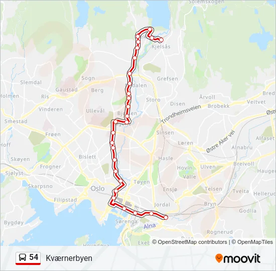 54 Bus Line Map