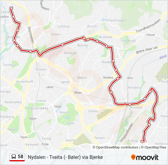 58 Bus Line Map
