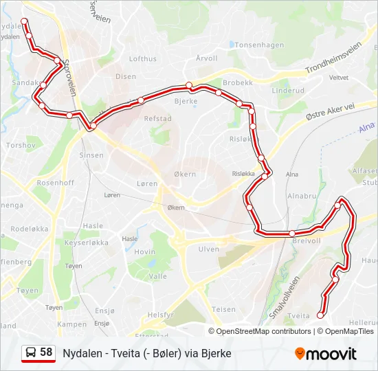 58 Bus Line Map