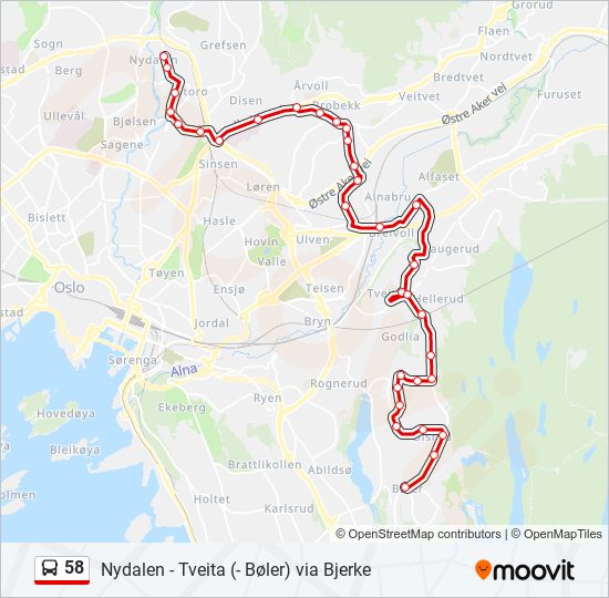 58 bus Line Map