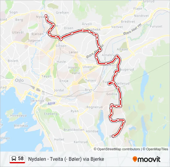58 Bus Line Map