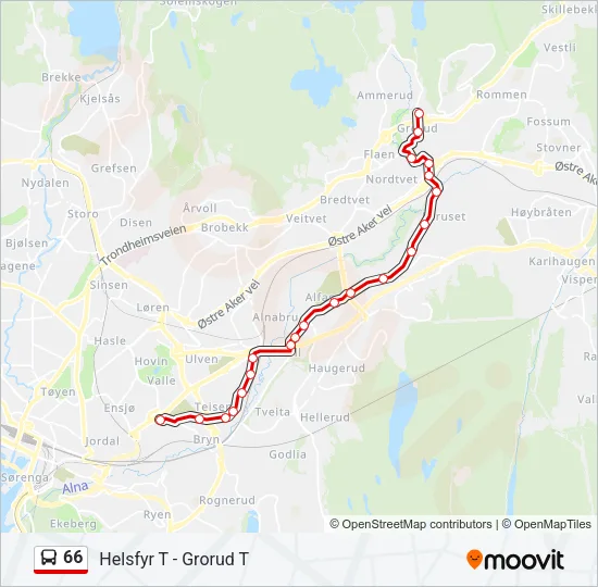 66 Bus Line Map