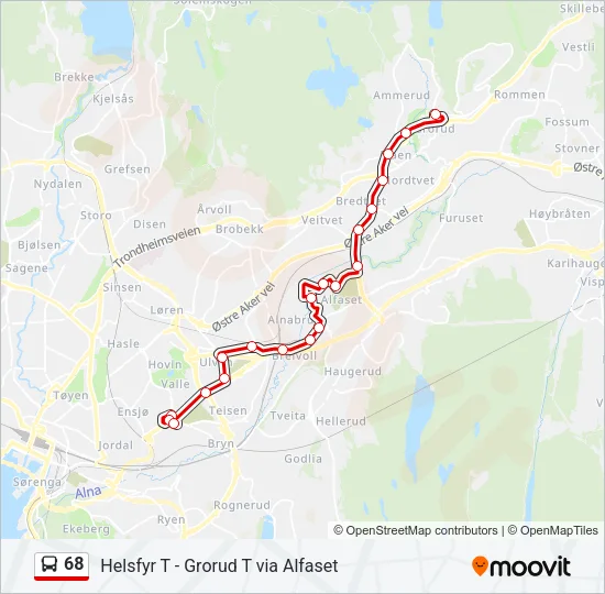 68 Bus Line Map