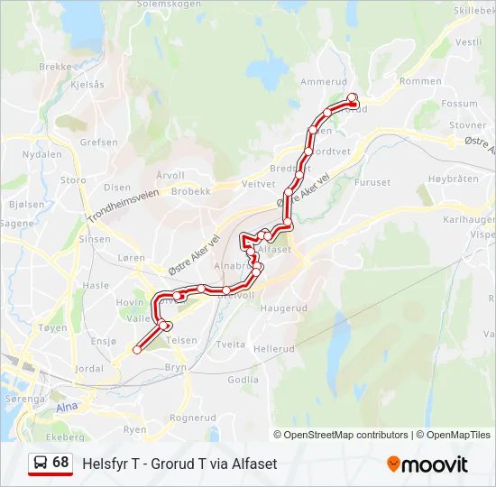 68 Bus Line Map