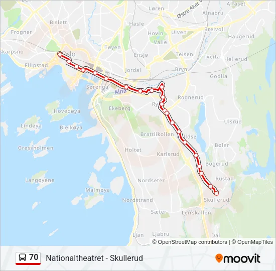 70 Bus Line Map