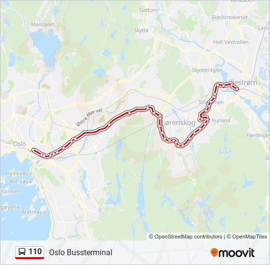 110 Rute: Rutetider, Holdeplasser Og Kart - Oslo Bussterminal (Oppdatert)