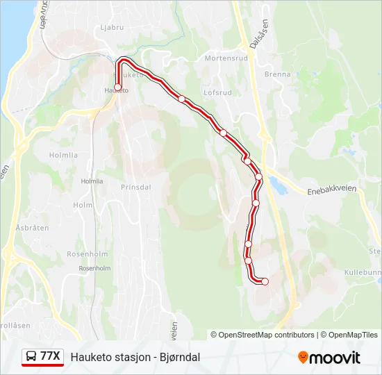 77X Bus Line Map
