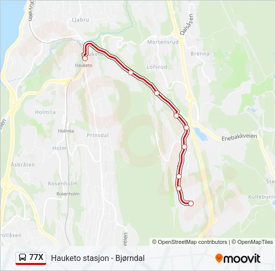 77X Bus Line Map