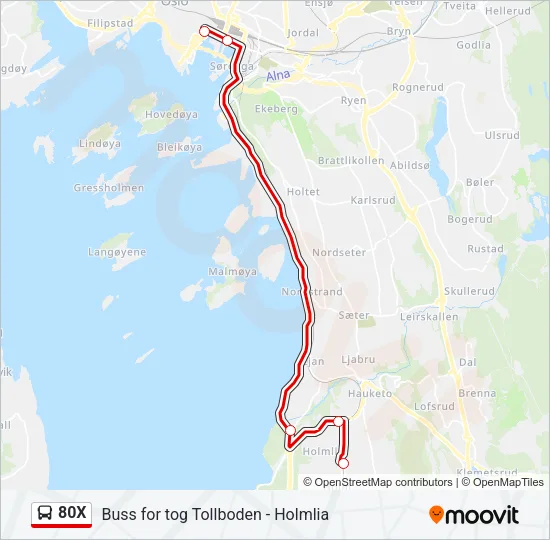 80X Bus Line Map