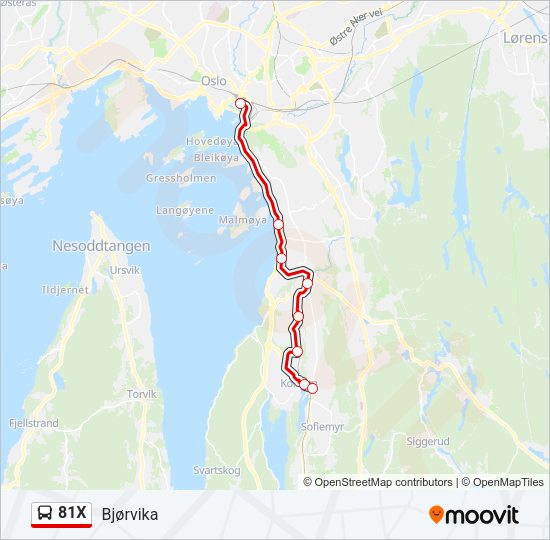 81X Bus Line Map