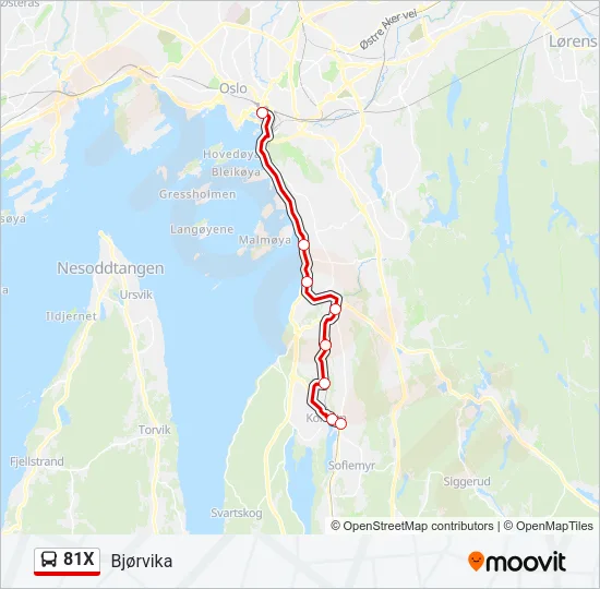 81X Bus Line Map