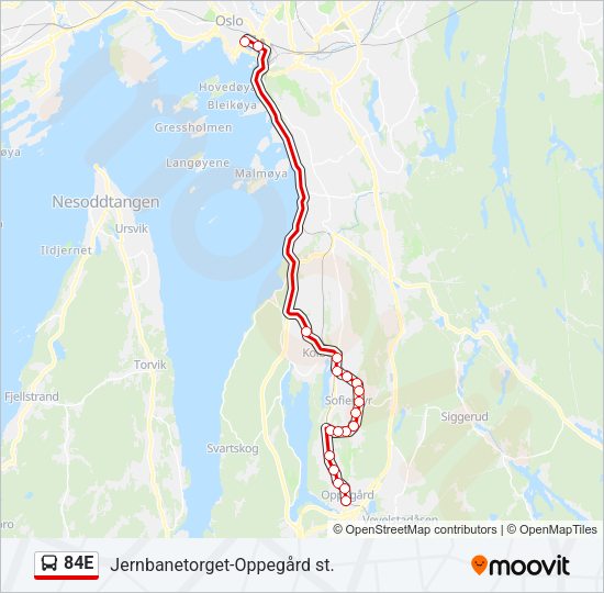 84E Bus Line Map