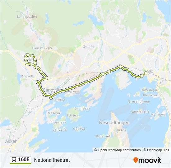 160E Bus Line Map