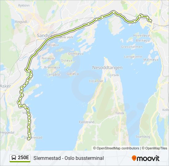 250E bus Line Map