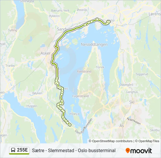 255E Bus Line Map