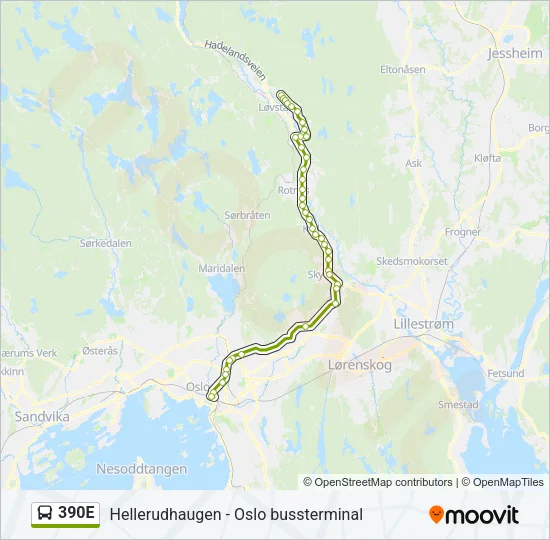 390E Bus Line Map