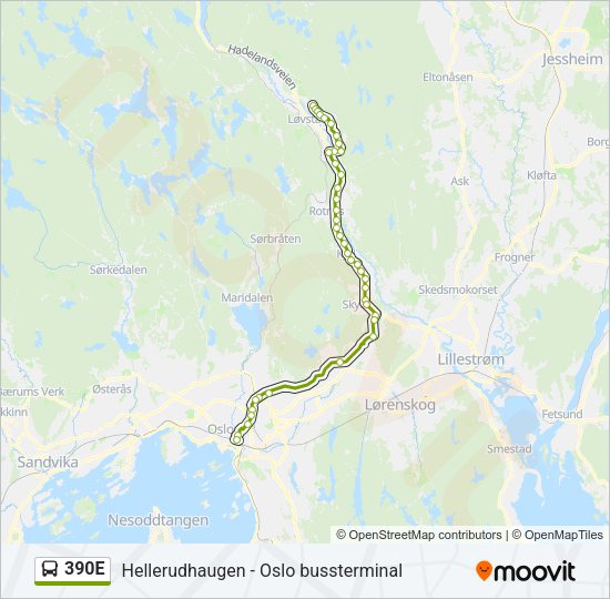 390E Bus Line Map