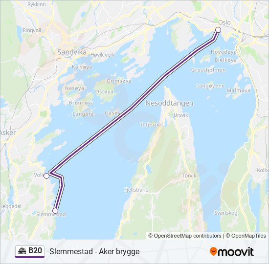 B20 ferje Linjekart