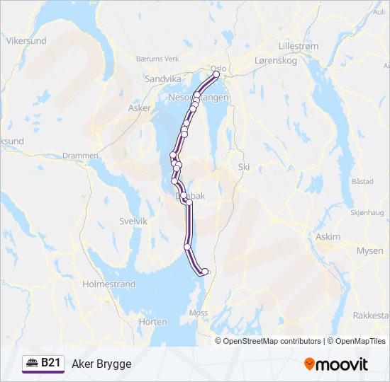 B21 ferje Linjekart