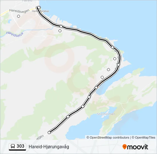 303 Bus Line Map