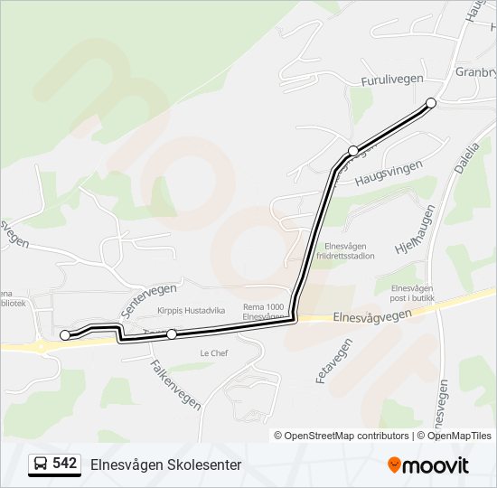 542 bus Line Map