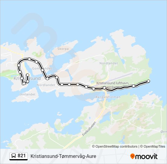 821 Bus Line Map