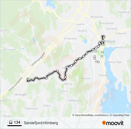 134 Bus Line Map
