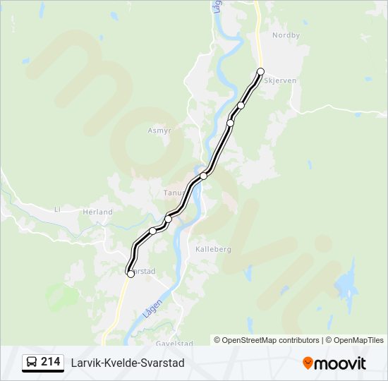 214 bus Line Map