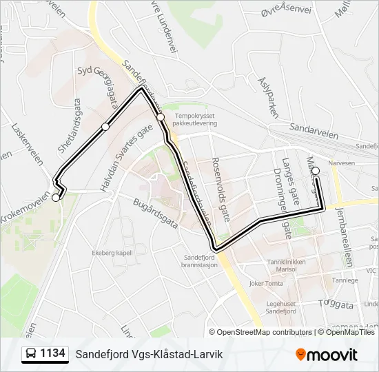 1134 Bus Line Map