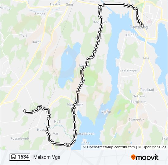 1634 bus Line Map