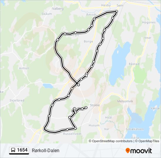 1654 bus Line Map