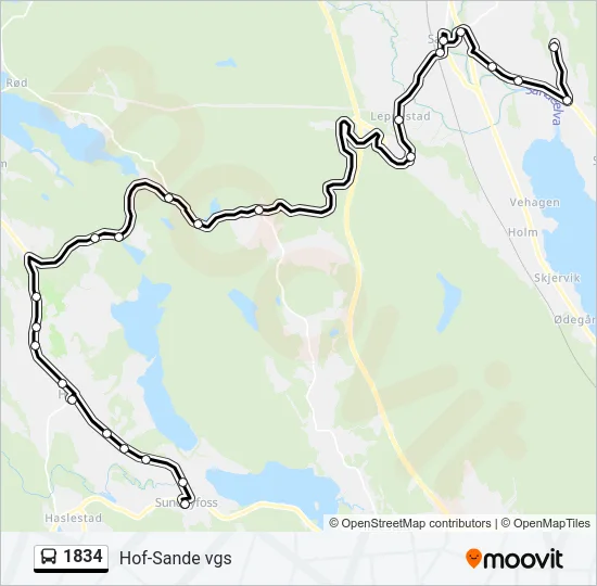 1834 Bus Line Map