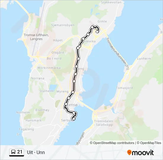 21 Bus Line Map