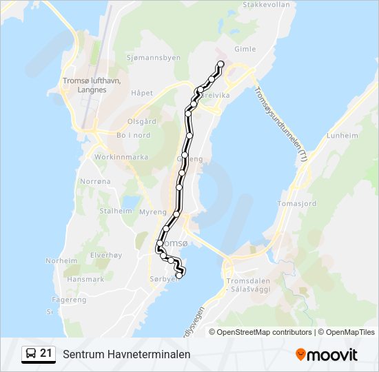21 Bus Line Map