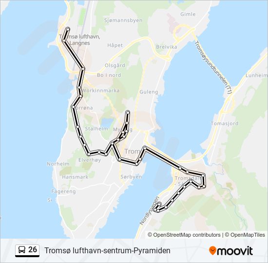 26 Route: Schedules, Stops & Maps - Tromsø Lufthavn Via Sentrum (Updated)