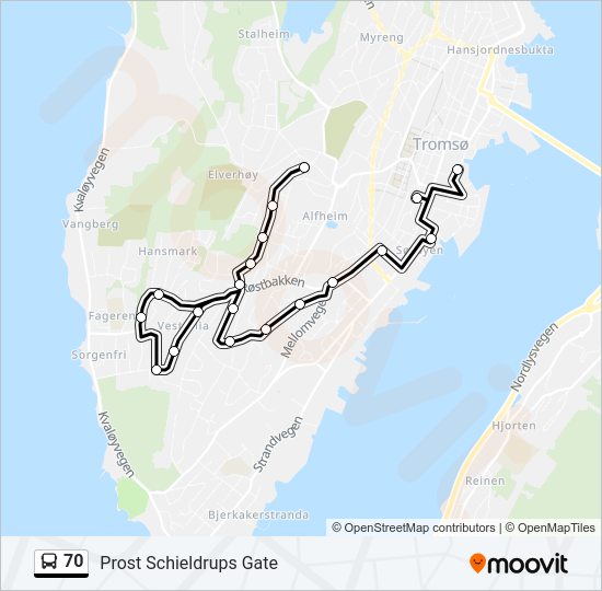 70 bus Line Map