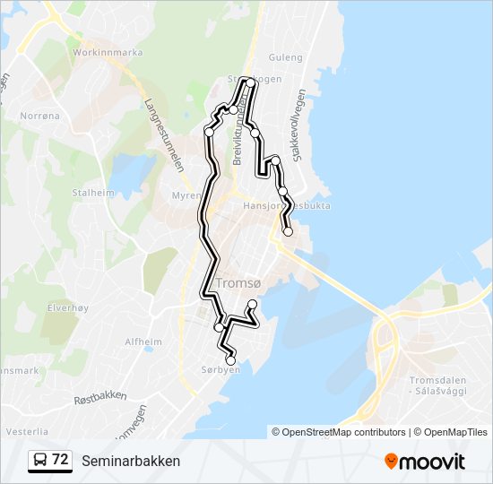 72 Bus Line Map