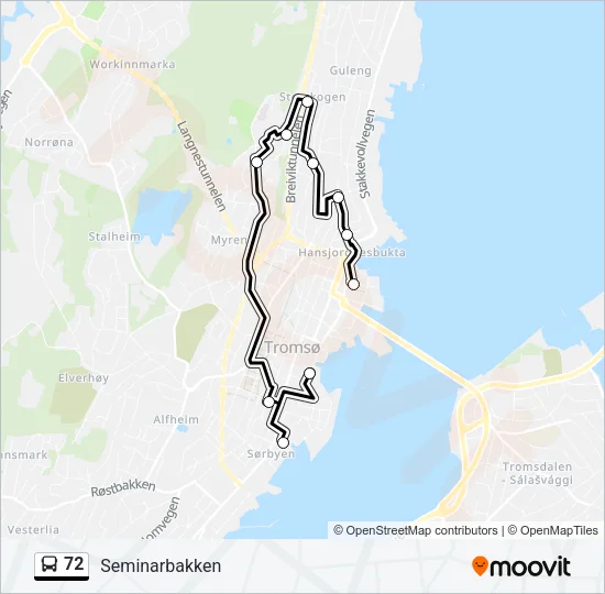 72 Bus Line Map