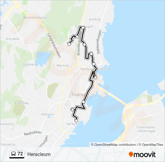 72 Bus Line Map