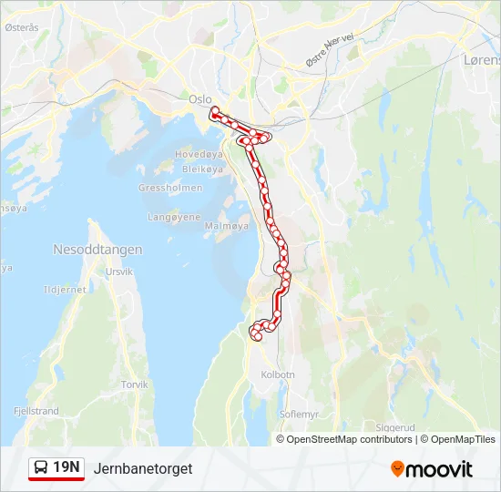 19N Bus Line Map