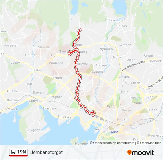 19N Bus Line Map