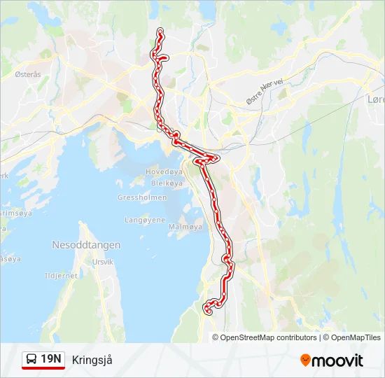 19N Bus Line Map