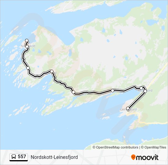 557 Rute rutetider, holdeplasser og kart Steigen Sentralskole