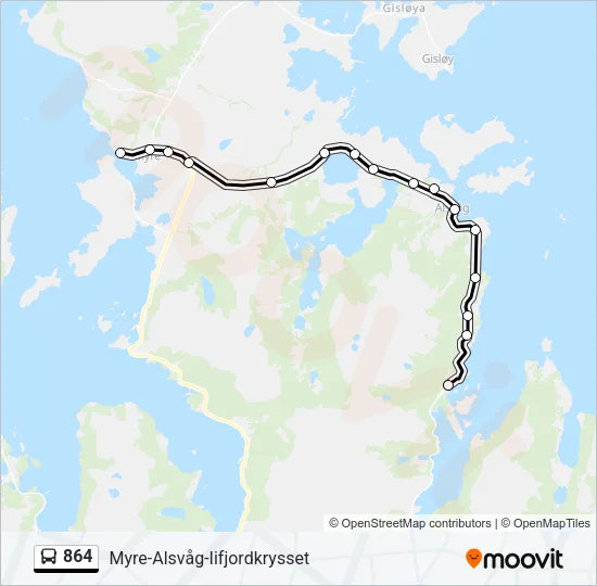 864 Bus Line Map