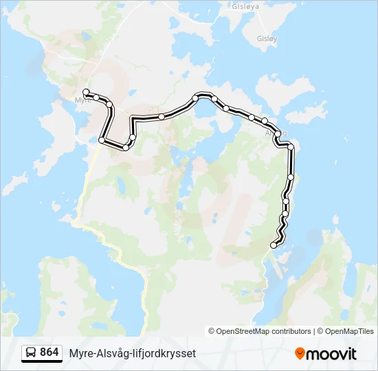 864 Bus Line Map