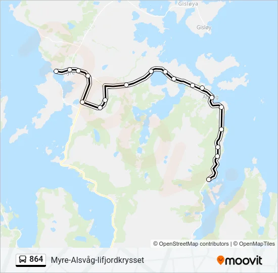 864 Bus Line Map